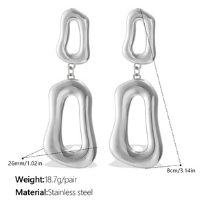 Conjunto de Collar y Pulsera de Acero Inoxidable con Diseño Geométrico Irregular Exagerado, Estilo Minimalista, Joyería para Uso Diario, Regalo Unisex - Product Image 4