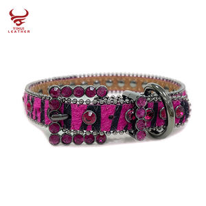 Logo personalizzato Diamond <span class=keywords><strong>Dog</strong></span> Bark Collar accessori per cinturini in pelle Bling Bling Violet strass collare per animali domestici cinture BB - Product Image 3