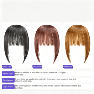 <span class=keywords><strong>Frange</strong></span> en <span class=keywords><strong>cheveux</strong></span> humains naturels de qualité supérieure, épaisse et indétectable, à clipser pour un coiffage quotidien - Product Image 2