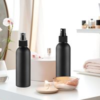 Botol Plastik PET Kosmetik Bambu dengan Pompa Semprot dan Tutup Sekrup Kayu, Warna Hitam Matte, Kosong, Ukuran 30 50 60ml 100ml 200ml 250 500 1000ml