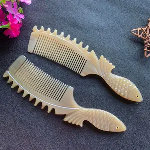 Handmade Fancy Animal Shaped Carved Scalp Massage Comb Natural Horn Hair Comb