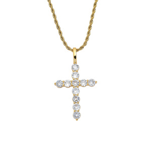 5Mm Zircon <b>Cross</b> Pendant, Hip-hop Jewelry Stacked Sweater <b>Chain</b> Simple and Versatile, <b>Cross</b> Pendant <b>Chain</b> - Product Image 1