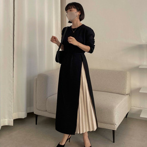 Nuovo Elegante Abito a Metà Lunghezza con Collo Tondo, Dettagli Intrecciati e Cintura in Vita per Donna, Primavera e Autunno - Product Image 5