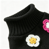 Joli pull à col roulé pour chien, motif floral noir, doux, pour chiens de petite et moyenne taille, pour la décoration quotidienne