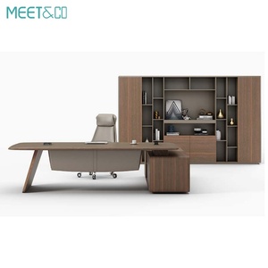 Luxury Modern <b>Solid</b> <b>Wooden</b> Convertible Manager Table L-Shaped Side Cabinet Extendable Executive CEO Office <b>Desk</b> for Commercial - Product Image 3