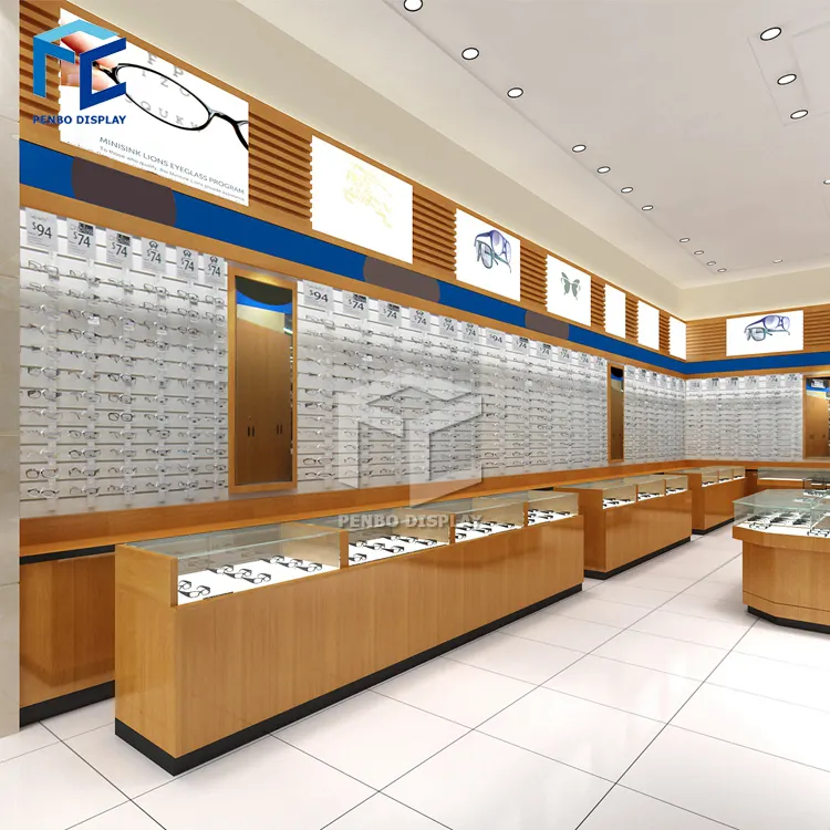 Gözlük vitrin ekipmanları optik vitrin kabinleri mobilya optik mağaza iç dekorasyon tasarımı