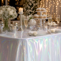Nappe en PEVA blanche irisée, imperméable, jetable, rectangulaire, en plastique, pour réception de mariage, dîner en plein air