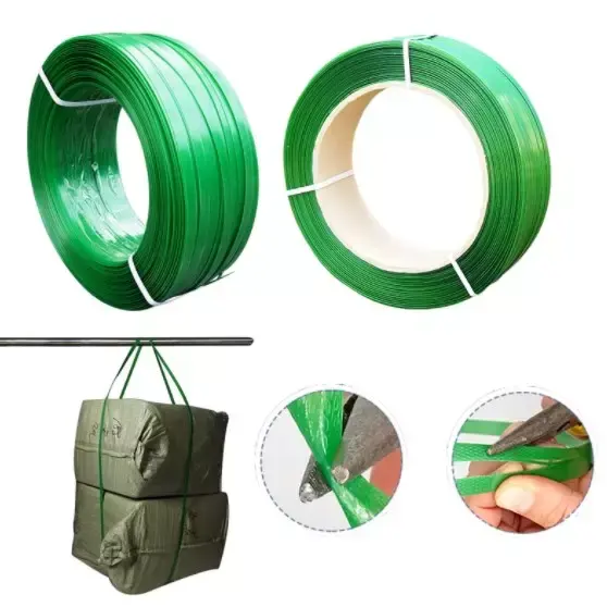 2022 ZHUOYU High Strength green color embossed plastic polyester strap PET strapping belt for carton packing