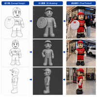 Costume de pompier gonflable mobile personnalisé pour la décoration de la publicité extérieure, mascotte de Costume gonflable
