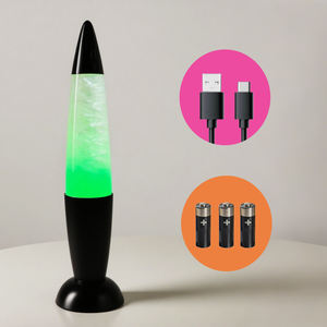 블랙 원추형 탑 용암 램프-USB-C 충전 및 AA 배터리 작동 이중 전원 가정 장식 책상 램프 도매 공장 직접 - Product Image 1