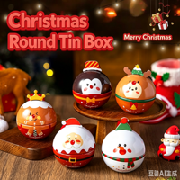 Nouvelle boule ronde en fer pour Noël, petite décoration de sapin, boîte cadeau pour collations, ornement suspendu de Noël