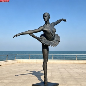 Sculpture de <span class=keywords><strong>ballerine</strong></span> grandeur nature en bronze YOUFINE – Statue élégante de <span class=keywords><strong>danseuse</strong></span> de ballet avec bras levés pour jardin formel - Product Image 4