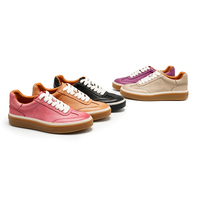 Chaussures de marche à lacets pour femmes avec empeigne en cuir véritable, antidérapantes, talon plat