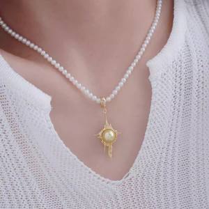 Accessoires en perles DIY, pendentif en argent S925 avec perles rondes de 9-10 mm, boucle de pendentif vide, collier, 31381, accessoires, pendentifs, breloques - Product Image 4