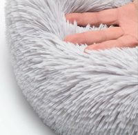 Coussin de couchage rond en fausse fourrure longue et moelleuse pour chat et chien, lavable, taille personnalisée, vente en gros