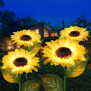 Outdoor impermeável girassol lâmpada solor jardim decoração luz jardim decoração luzes solares