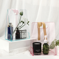 Boîte à fleurs en acrylique écologique de luxe légère avec poignée triangulaire personnalisée pour la Saint-Valentin et la fête des mères