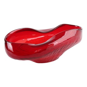 Ciotola Decorativa in Vetro Moderno, Centrotavola Rosso Vibrante, Decorazione per la Casa Versatile - Product Image 2