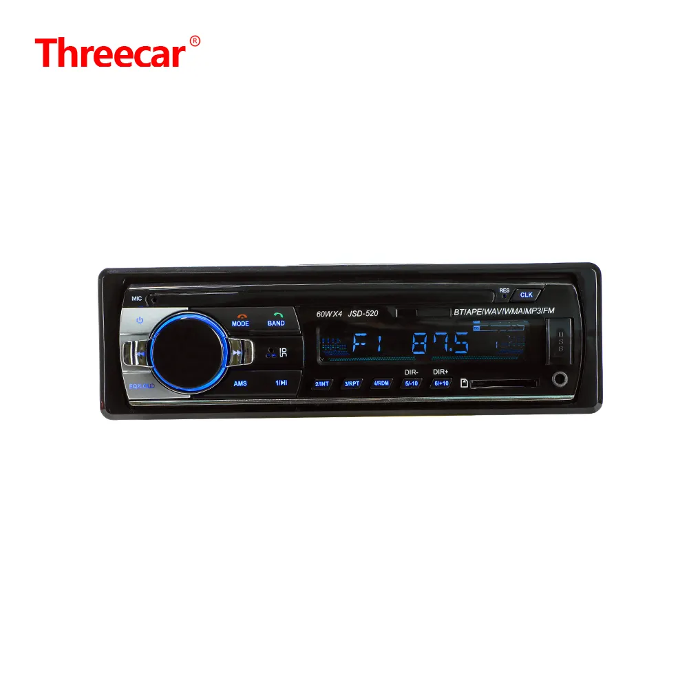 High Quality Car Mp3 Player with BT USB FM Radio OEM Audio Stereo RGB buttons AUX JSD 520