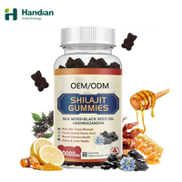 Étiquettes personnalisables OEM, Gummies au miel de Shilajit, Ashwagandha, Huile de graines noires, Panax Ginseng, Mélange multivitaminé, Soutien antioxydant