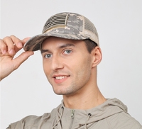 Gorra de béisbol de malla bordada con camuflaje de la bandera estadounidense, gorra táctica para hombre para actividades al aire libre