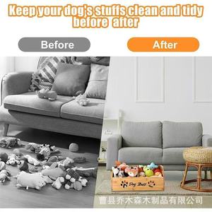 Boîte de rangement pour jouets pour animaux de compagnie en bambou Qiao Musen avec motif de patte pour organiser les affaires de chien, utilisation à la maison ou dans la chambre - Product Image 4