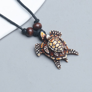 <span class=keywords><strong>Collier</strong></span> d'amitié rétro en corde tressée extensible avec pendentif tortue mère et enfant, style hip-hop cool pour les soirées en boîte de nuit - Product Image 6