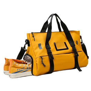 New Korean Version Unisex Faux <b>Leather</b> Travel <b>Bag</b> Dry Wet Separation Fitness <b>Bag</b> Multifunctional Exercise Training <b>Bag</b> 33.9L - Product Image 1