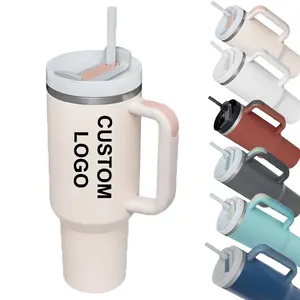 Vacuum Insulated Water Bottle Cups Double Wall Travel Coffee Mug 40oz Stainless Steel Tumbler with Straw and Lid