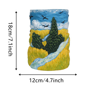 Maceta DE TRIGO inspirada en <span class=keywords><strong>Van</strong></span> <span class=keywords><strong>Gogh</strong></span>, adorno creativo y moderno para exteriores, decoración de resina pintada a mano - Product Image 5
