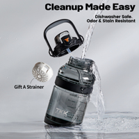 Bouteille de sport Tritan 1,9 L avec logo personnalisé, poignée en silicone, anti-fuite, pour boire directement, écologique, camping, voyage