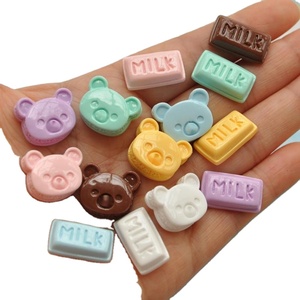 Kawaii-cabujones de resina para manualidades, cabujones de resina con respaldo plano para manualidades, decoración en miniatura para comida, leche y Chocolate - Product Image 3
