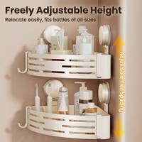 Support d'angle de douche à ventouse supérieure, sans perçage, organisateur de salle de bain à ventouse, crochets amovibles en plastique ABS, design moderne