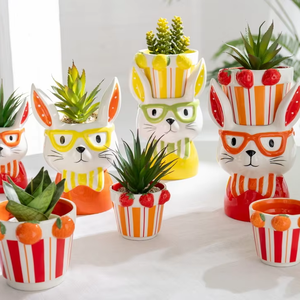 Mini pot de fleurs en céramique émaillée HF écologique et léger pour plantes succulentes, idéal pour la décoration de jardins et de maisons, parfait pour les centres commerciaux. - Product Image 1