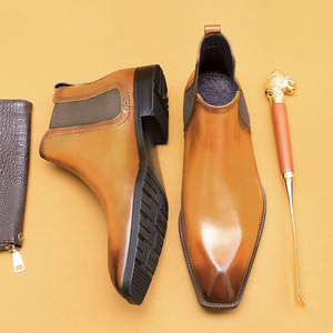 Nuevos botines de cuero genuino para hombre, lavables, con suela Goodyear, estilo retro, Amekaki, calzado de trabajo con cordones. - Product Image 4