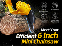 Gergaji Rantai Listrik Tanpa Kabel 2-Pound 6-Inci 21V Baterai Li-Ion 550W Motor Brushed Mini Pole Saws untuk Penggunaan Industri DIY 1-Tahun