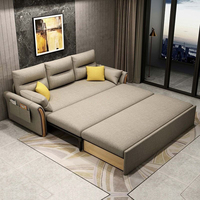 Sofá Cama de Diseño Minimalista Moderno para el Hogar, Sofá Cama Multiusos de Tela con Almacenamiento, Juego de Sofá Cama Extraíble de Madera para Sala de Estar