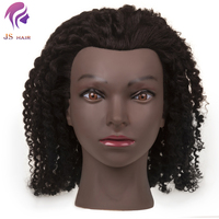 Mannequin de pratique de cheveux humains bouclés Mannequin de tête de pratique de cheveux humains Poupées avec cheveux humains Fille noire Cheveux longs