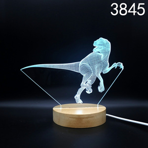 Lámpara acrílica de dinosaurio <span class=keywords><strong>3D</strong></span>, Base de madera, luz LED nocturna, decorativa, mesita de noche, gran oferta - Product Image 4