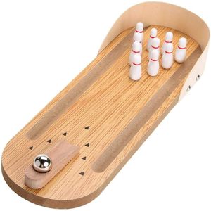 Premium tavolo Top Mini Bowling Set Desktop piccola tavola di legno da tiro vicolo per scrivania Stress regalo - Product Image 6