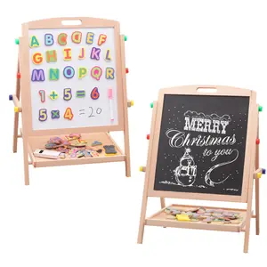 Kinder malen Zeichnung Tafel Zeichnung Schreib brett Staffelei Holz verstellbare Tafel Whiteboard Doppelseitiges Kind 2 in 1