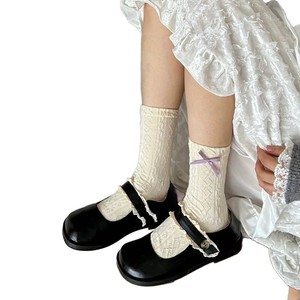 White Bow Lace Mid-Calf <b>Socks</b> Women <b>Breathable</b> Sweat-Absorbing Purple Floral Polka Dot Solid Color Youth Style Spring Summer - Product Image 4