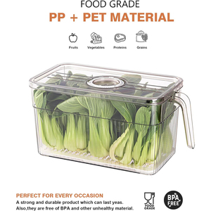 Transparent Eco-Friendly PET Plastic Fridge <b>Storage</b> Containers with Freshness Preservation and Handle for Kitchen Organization - Product Image 3