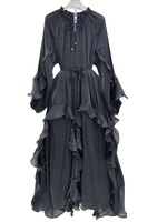 Robe longue élégante et décontractée pour femmes nouvelle robe mi-longue à volants irréguliers ample grande taille respirante pour femmes teinte unie