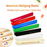 Support de jeu de société 2-en-1 pour Mahjong américain avec porte-cartes à tige de poussée et règle de Mahjong