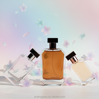 Flacon de parfum haut de gamme en verre dépoli transparent à fond épais, 30 ml, 50 ml, 100 ml, base rectangulaire plate, avec pulvérisateur à pompe