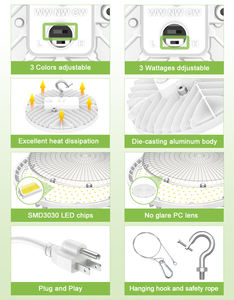 Lámpara LED UFO High Bay de 150W/120W/90W 100-277VAC BLANCA, regulable de 0-10V, para iluminación comercial e industrial, lámpara de almacén, luz High Bay. - Product Image 5