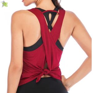 Camiseta sin mangas deportiva para Yoga, camiseta sin mangas con espalda cruzada para gimnasio, camiseta atlética de corte seco para fitness, camisa de entrenamiento para yoga - Product Image 3