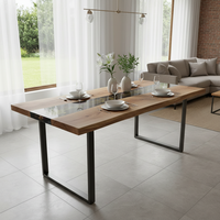 Table à manger rectangulaire de luxe en résine époxy et bois d'acacia, artisanale, classique, imperméable, moderne, pour baptême, Diwali, maison, condoléances