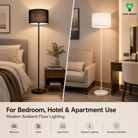 Lampadaire moderne à abat-jour cylindrique en tissu, design simple et flexible, avec prise secteur, LED à intensité variable, base métallique, pour chambre et salon
